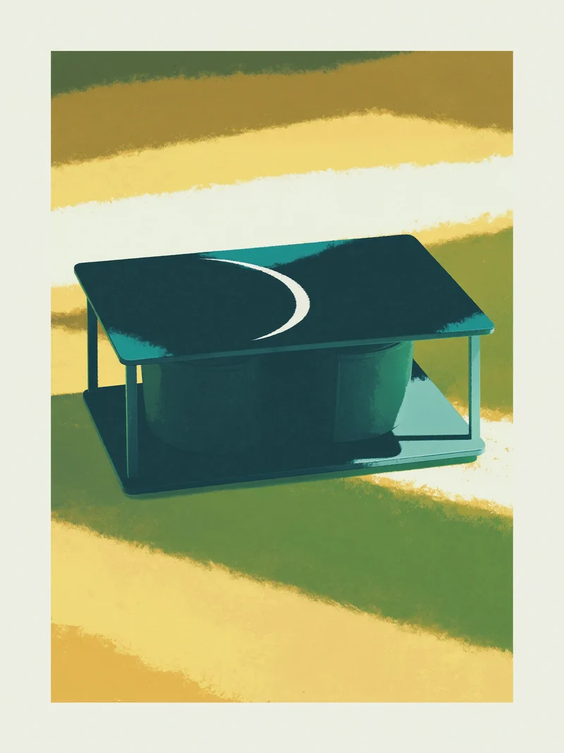 Illustrazione concettuale di un accessorio pieghevole da picnic non marchiato
